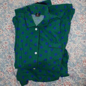 J. Crew Green and Blue Polka Dot Pajama Set
